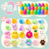 24 JOYIN Pcs Easter Eggs Prefilled with Squishy Toys, Cute Mochi Toy Fillers for Easter Egg Hunt, Basket Stuffers