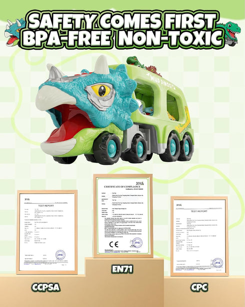 Cozycharm 9 1 8 3 4 5+ in Dinosaur Toys for Boys, Dinosaur Transport Truck with Pull Back Dino Cars, Toys for Year Old
