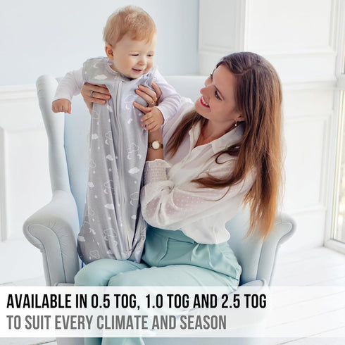 1.0 24-48 2-Pack Mama Cheetah Baby Sleep Sack TOG Organic Cotton Baby Wearable Blanket with Two-Way Zipper, Swaddle