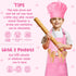R HORSE Kid Apron and Chef Hat Set - Adjustable Light Pink Kitchen Apron for Cooking and Role Play