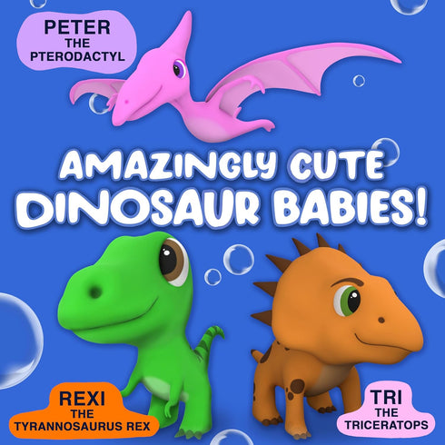 Dinosaur Bath Toys, Mold Free Baby Bath Toys for Toddlers 1-3, BPA-Free, Dishwasher-Safe, 3PCs
