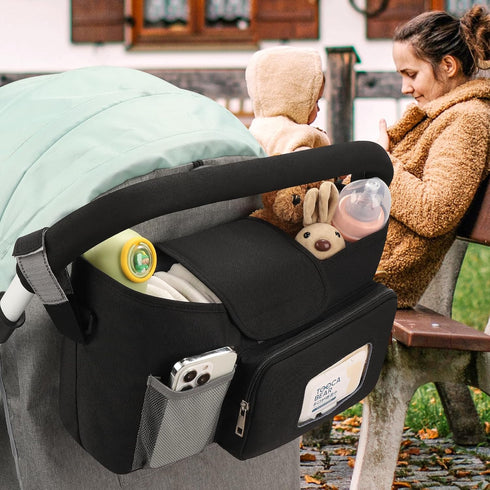 Accmor Universal Stroller Organizer with Insulated Cup Holder, Stroller Caddy Bag Accessories, Stroller Cup Holder