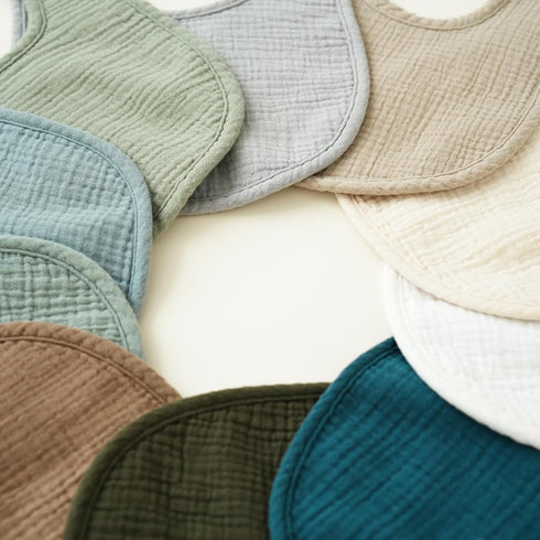 10-Pack Konssy Muslin Baby Bibs, Soft Cotton Bandana Bibs for Drooling & Teething, Unisex Solid Colors for Boys
