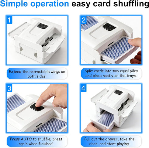 1-2 (2000mAh) Automatic Card Shuffler Deck, Rechargeable Card Shuffler Machine, Portable One-Press Electric Poker