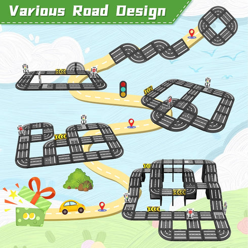 Magnetic Tiles Road Set, Magnet Tiles for Kids Ages 3-8, Montessori Educational STEM Creativity Toys for Toddlers