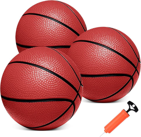 Mini Basketballs 3 Pack - 6" Small Basketball Set with Pump, Durable PVC for Mini Basketball Hoop, Indoor Outdoor Toy