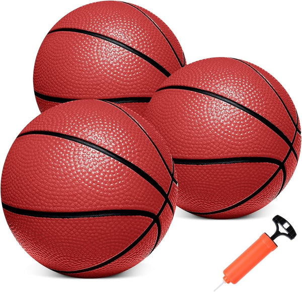 Mini Basketballs 3 Pack - 6" Small Basketball Set with Pump, Durable PVC for Mini Basketball Hoop, Indoor Outdoor Toy