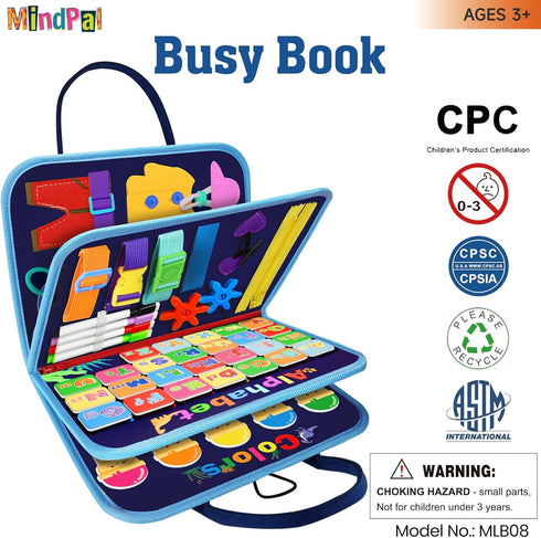 MindPal 3 3+ Busy Board, Montessori Toy for Over Year Old, Toddlers Educational Activity Developing Sensory Board