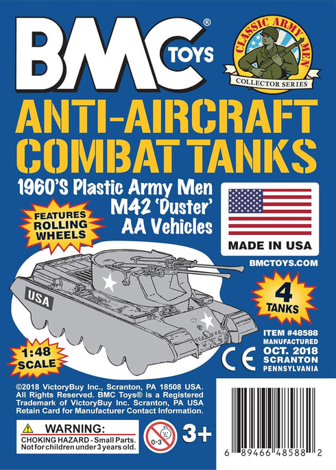BMC Classic Payton Anti-Aircraft Tanks - 4pc Tan Green Plastic Army Men Vehicles