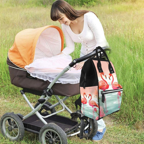 DWVTSLH Backpack Mummy Backpack Two Red Flamingos Diaper Bag Multifunction Nappy Bags Waterproof Large Capacity Travel