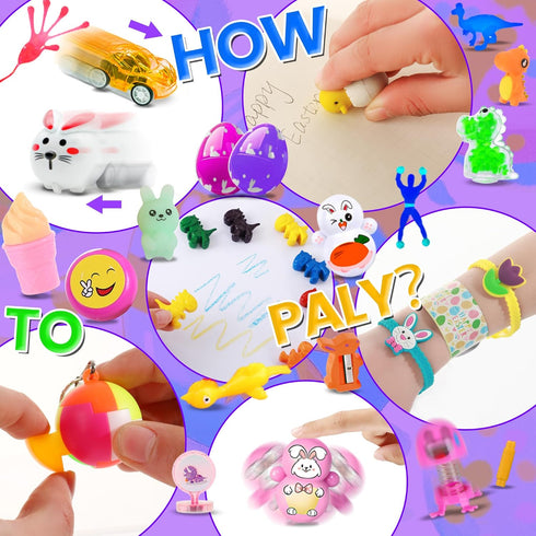 Ulosharky 80 Pack Prefilled Easter Eggs with Toys Inside, Plastic Eggs Fillers for Toys Bulk, Easter Basket