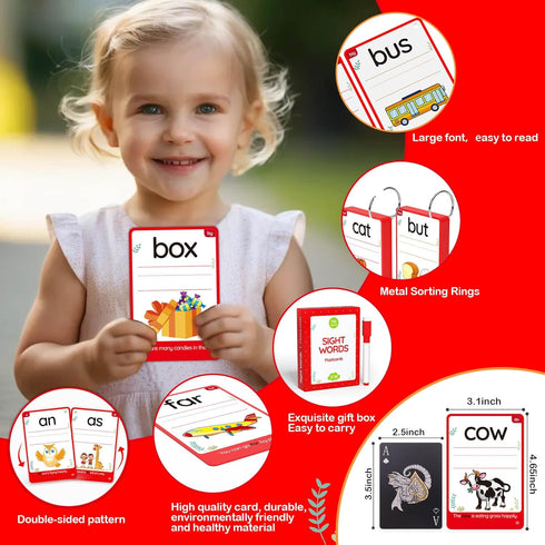 WJPC 58 116PCS 3,4,5, 3-6 Cards, High Frequency Sight Words Flash Cards for (Pre-K, Pre-Kindergarten, Kindergarten