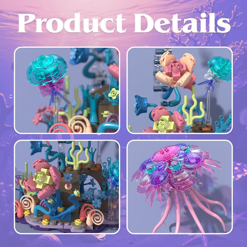 526 Set Enchanted Jellyfish Building Kit with Halloween & Christmas Festive Vibes, Pcs Underwater Creature Building