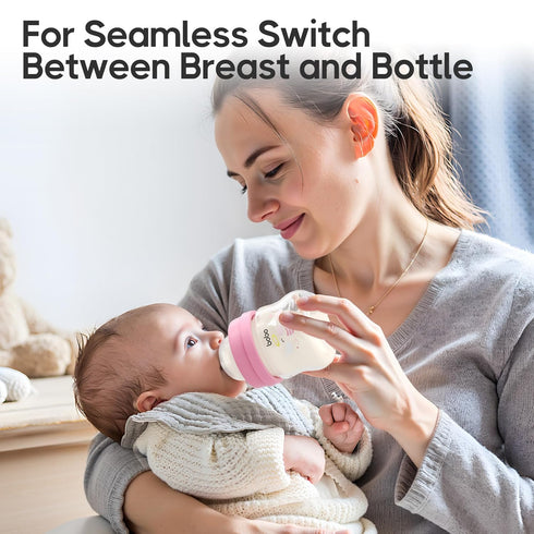 0+ 2.7oz (Pack 4)) YOHKOH Glass Baby Bottles with Slow Flow Nipple, Newborn Anti-Colic Baby Bottles for Months, Wide