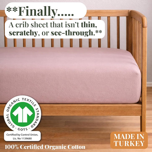 1 Pack 38x26 Pack Pack GOTS Organic Mini Crib Sheets Fitted - N Play Sheets for and Play Mattress, Premium Weight