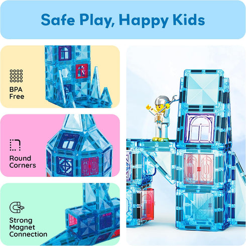 71pc 2 Set 3+ PTM71 PicassoTiles Mini Diamond Series Winter Ice Theme Magnetic Tile Building Blocks Character Action