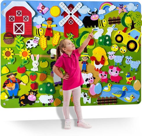 QUOKKA Farm Felt Board, Social Emotional Learning Activities for Kids 2-5 Years, Educational Toy for Toddlers