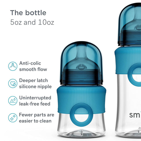 Set Set 100% Smilo Baby Bottle Feeding Gift - Bottle with Silicone Newborn Pacifier, Replacement Nipples and Baby
