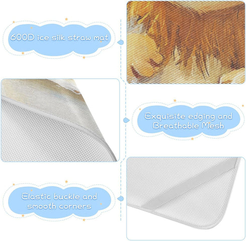 voucong 28" 52" Cartoon Lion Vintage Bathtub Cooling Baby Mattress Cover x Breathable Bed Pads Washable for Kids, Adult