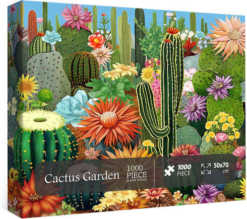 Succulent Puzzles for Adults - 1000 Pieces Cactus Flower Garden Jigsaw Puzzles as Wall Art Decor