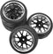 4Pcs HIRCQOO OD 2.55" 1/10 On Road Rubber Tires & 12mm Hex Hub Plastic Wheel Rims for Traxxas