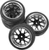 4Pcs HIRCQOO OD 2.55" 1/10 On Road Rubber Tires & 12mm Hex Hub Plastic Wheel Rims for Traxxas