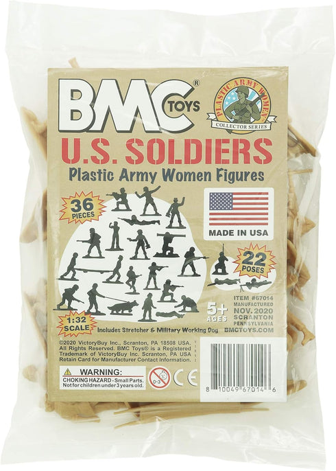 BMC Plastic Army Women - 36pc Tan Female Soldier Figures Made in USA