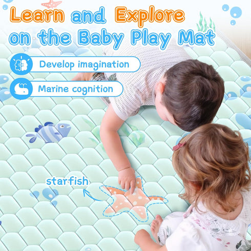 79x71 inch Baby Play Mat - Thicker Soft Baby Cushioned Playmat for Playpen - Extra Large Anti- Slip Crawling Play Mats