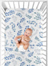 Sweet Jojo Designs Floral Leaf Fitted Crib Sheet for Baby or Toddler Bed, Blue Grey and White Boho Watercolor