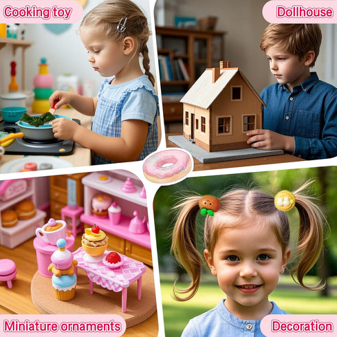 50 Pack Set Mini Food Blind Bags for Kids - Small Dollhouse Accessories & Party Favors with Tiny Resin Food Toys
