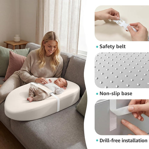 YENING Waterproof Leather Changing Pad - Washable Baby Diaper Mat - Beige