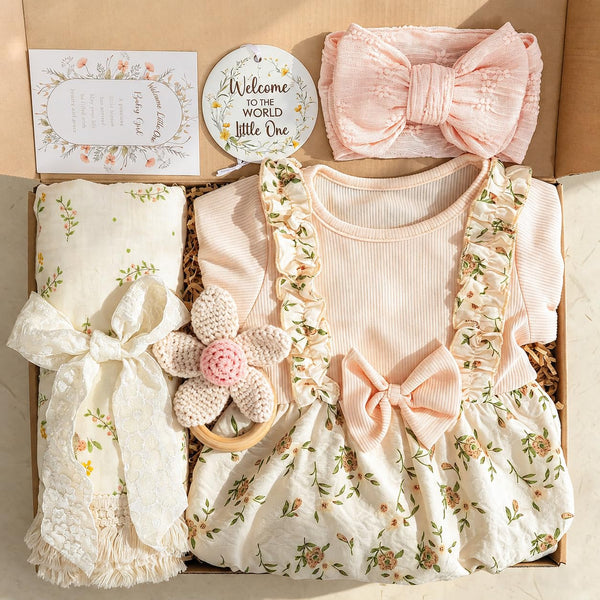 StoFurry Baby Girl GiftsVintage Floral Baby Gifts for Girls,Newborn Baby Girl Gift Set
