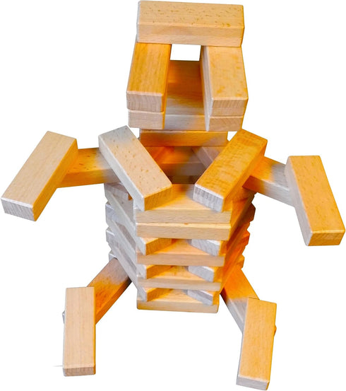 Magz Magnetic Wooden Bricks - 40 Piece Building and Stacking Set with Magnetized Natural Wood Blocks