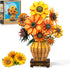 PLAXSOON Sunflower Building Set with Lights Vase Base, Flowers Botanical Collection Building