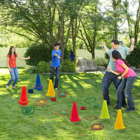 3 1 Set, in Carnival Games Soft Plastic Cones Cornhole Bean Bags Ring Toss Games For Carnival Kids Birthday Party