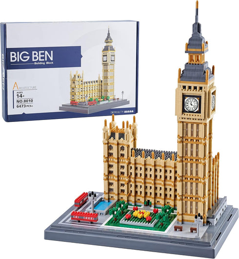 Real Big Ben Architecture Micro Building Blocks Set, 6473 PCS, Mini Bricks Model Toys for Ages 14+