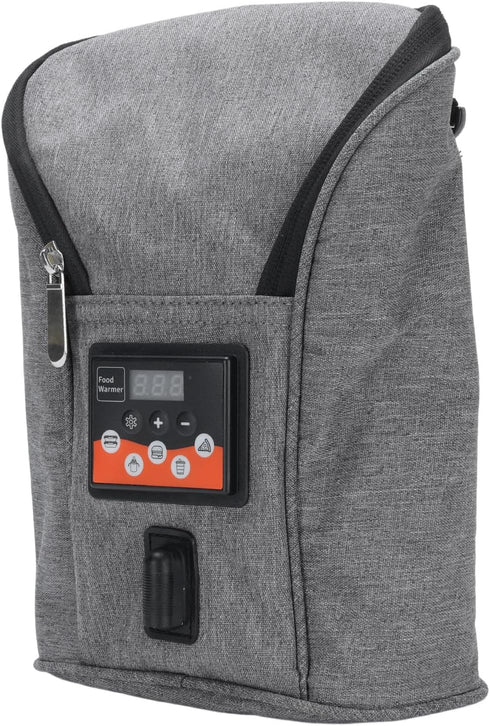 Portable Adjustable Temperature Baby Bottle Warmer Bag - Insulated Milk Heater for Outdoor Use (Grey)