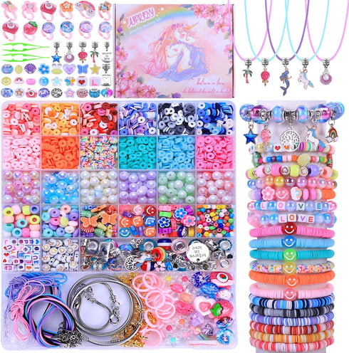 3200 5 6 7 8 9 10 11 12 AIPRIDY Pieces Girls Toys Bracelet Making Kit, Unicorn/Mermaid Clay Beads Jewelry Activity Kit