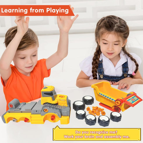 11inches 3-5 6-8 Set Large Take Apart Construction Toys Dump Trucks for Boys Girls Kids Year Old Electric Drill