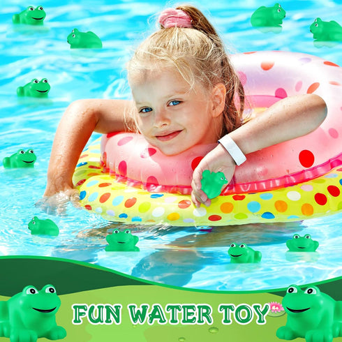 Zubebe Rubber Frogs Squeak and Floating Bath Toy, Baby Shower Swimming Bathtub Toys for Boys Girls