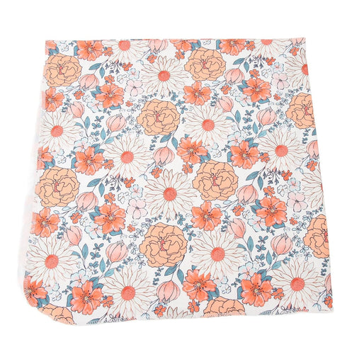 Set Cozy 1) Vibrant Floral Print Newborn Swaddle Blanket with Hat and Headband, and Breathable, for Boys and Girls
