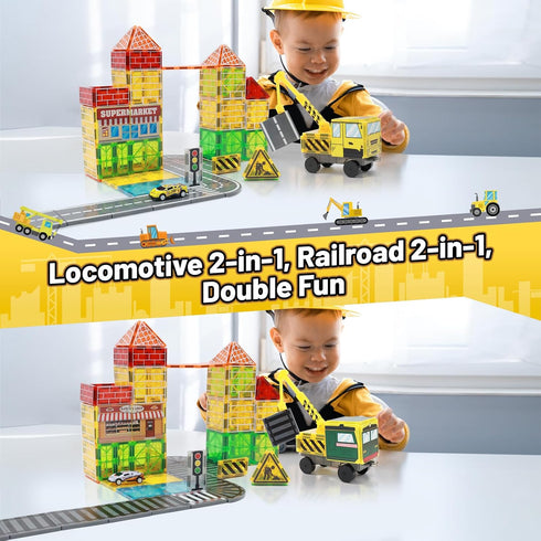 70Pcs 3-5 4-8 8-12 Set 2 LionFuny Magnetic Tiles Magnetic Building Blocks, Building Toys for Kids Ages Toddlers STEM