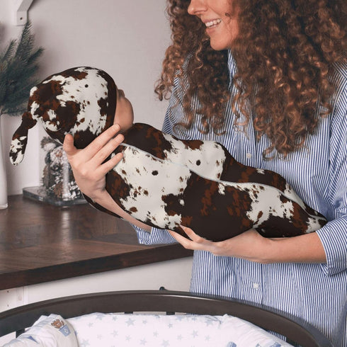 Valvphora Brown Cow Print Swaddle Blanket with Hat Receiving Blanket, Western Highland Cow Baby Items Stuff for Girls