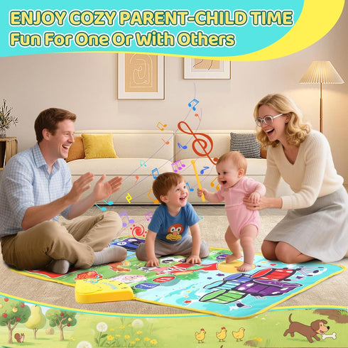 Zitranse 3-in-1 1 2 3 4 5 Musical Mats,Kids Floor Piano Drum Animal Music PlayMat,Montessori Sensory Early Educational