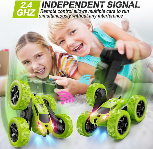 6+, 4WD 360 6 7 8 9 10 11 12 QUNREDA Remote Control Car for Kids Ages RC Cars Stunt Car Toy Double Sided Rotating