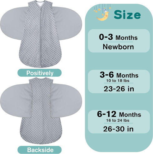 Swaddle,3-Way Blanket,2 Pack 2.0 0-3 BSTOPPT Fleece Newborn Sleep Sack Baby Adjustable Wearable Fleece Swaddling
