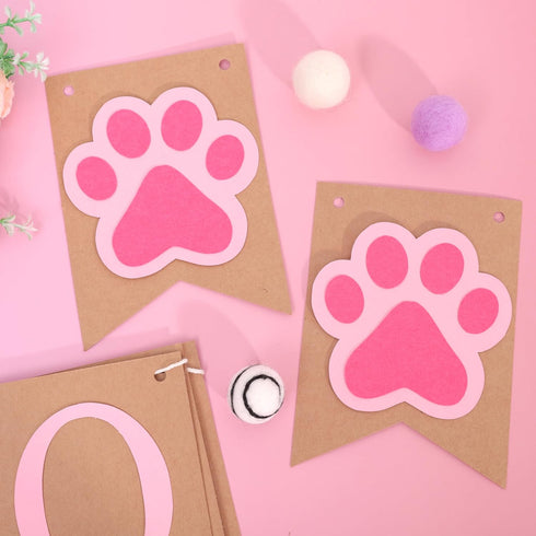 1st Dog Puppy One High Chair Banner - Puppy Paw Print Birthday Highchair Banner, Puppy Animal First Birthday Party