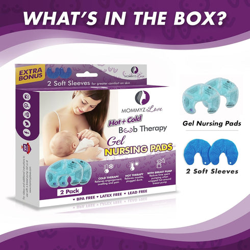Nursing Mom Basic Kit - Gel Nursing Pads for Hot and Cold Breast Therapy + Washable Organic Nursing Pads with Daytime