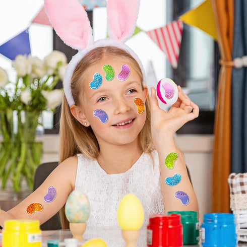 1000 Easter Jelly Bean Sticker - Pcs Easter Candy Sparkle Glitter Waterproof Vinyl Reusable Laptop Sticker Coloring