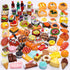 80 Pieces Mini Food Drinks Bottle Toys for Dollhouse Kitchen Accessories Mini Play Resin Food Toys